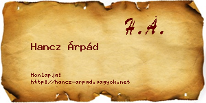 Hancz Árpád névjegykártya